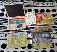 Holzpuzzle und Holzlaptop