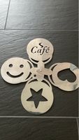 Kaffee Dekor Schablone, 4 Motive, Top Zustand, Edelstahl
