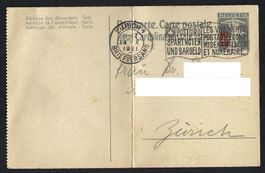 Postkarte Ganzsache gelaufen 1921