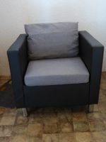 Bequemer Vida XL Sessel schwarz, Kissen grau