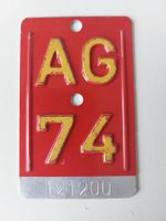 Velonummer AG 74 plaque Velo