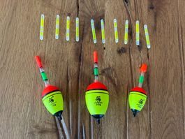 3 Schwimmposen  10/15/20 Gramm      & 12 Neonsticks - neu!!!