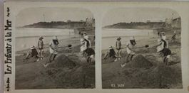 Stereofoto, Kinder am Meer, Frankreich