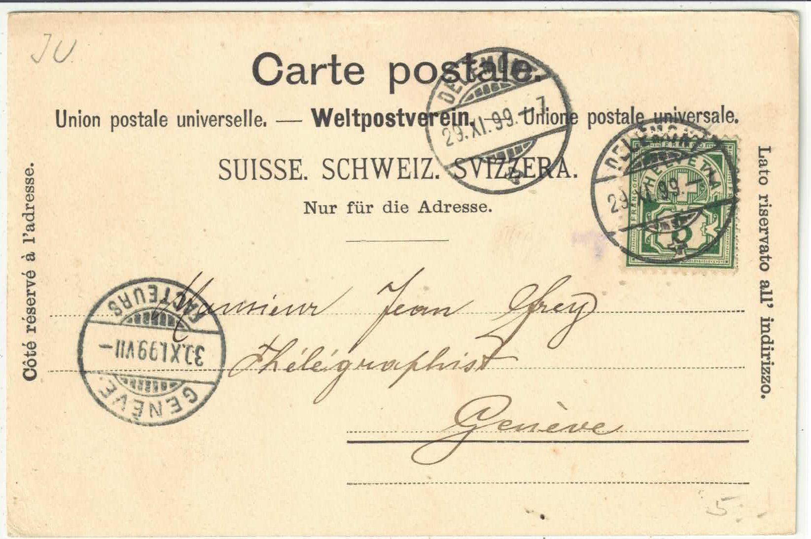 Cartoline postali: Souvenir de Delemont - Vue generale – Usato da Ettingen venduto da Kartenplanet 1