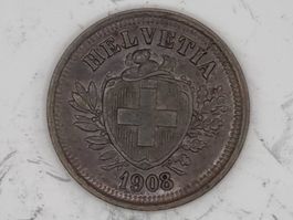 1 rappen 1908 Super Erhaltung