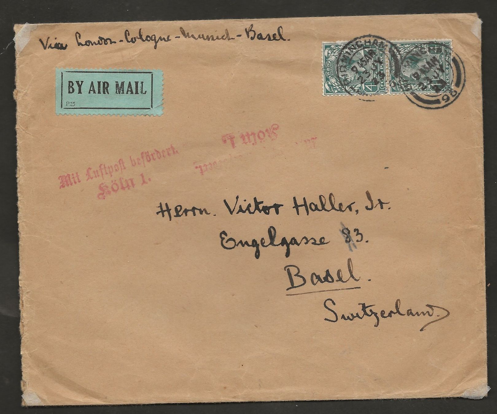 Tous les timbres: Flugpost 1923 Birmingham Köln Basel Luftpost – D'occasion à Au ZH par xelagreb01