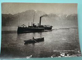 Alte Fotografie  Dampfschiff Alpen Savoyen