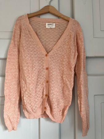 AYMARA Pima-Baumwolle Cardigan V-Ausschnitt Pfirsich Gr 140