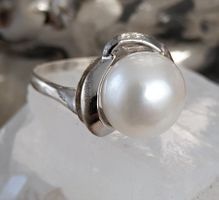 PERLEN RING IN 925 SILBER