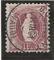 stehende Helvetia 1Fr lila gest. Zu#71D Mi#63YC [5B7]