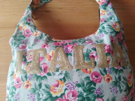 Superschöne Stofftasche ITALIA güldene Pailletten topZustand