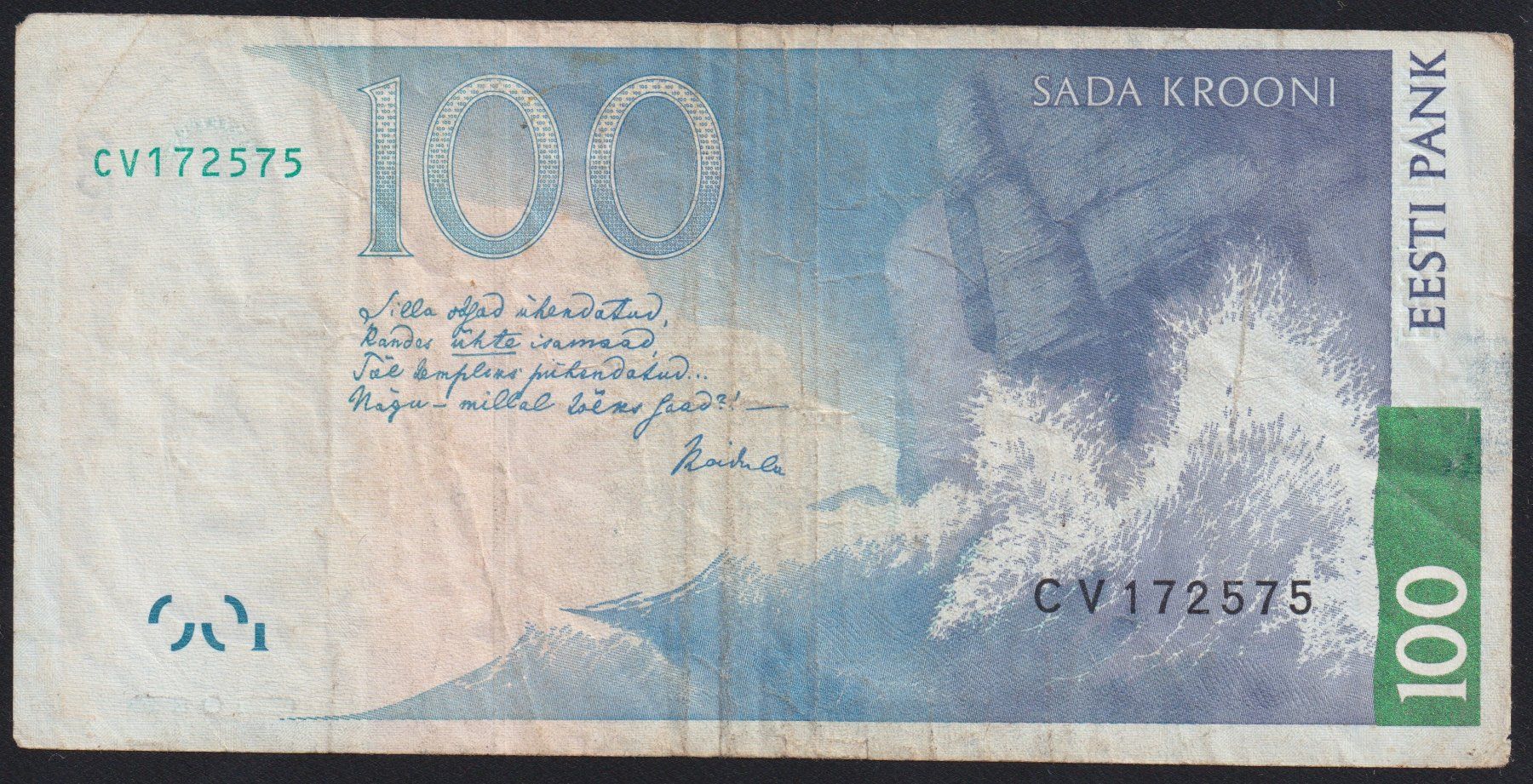 Banconote: Estland 100 Krooni 1999 – Usato da Brugg AG venduto da banknoten_muesli 1