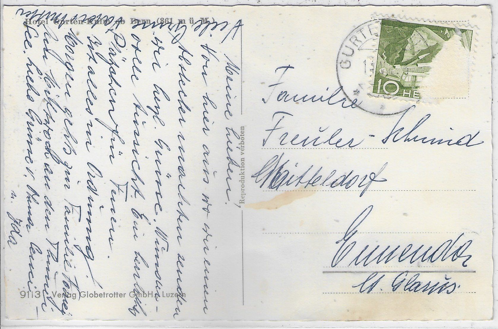 Cartoline postali: Hotel Gurten-Kulm ob Bern - Gurten-Bahn – Usato da Ettingen venduto da Kartenplanet 1