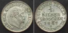 PREUSSEN 1/2 Silbergroschen 1867 B, WILHELM I. Billon unz!