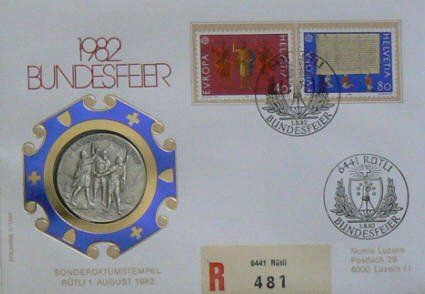 Alle Münzen: Numisbrief Bundesfeier 1982 Silbermünze 900.0 – Gebraucht aus Dietikon von immortal-stars