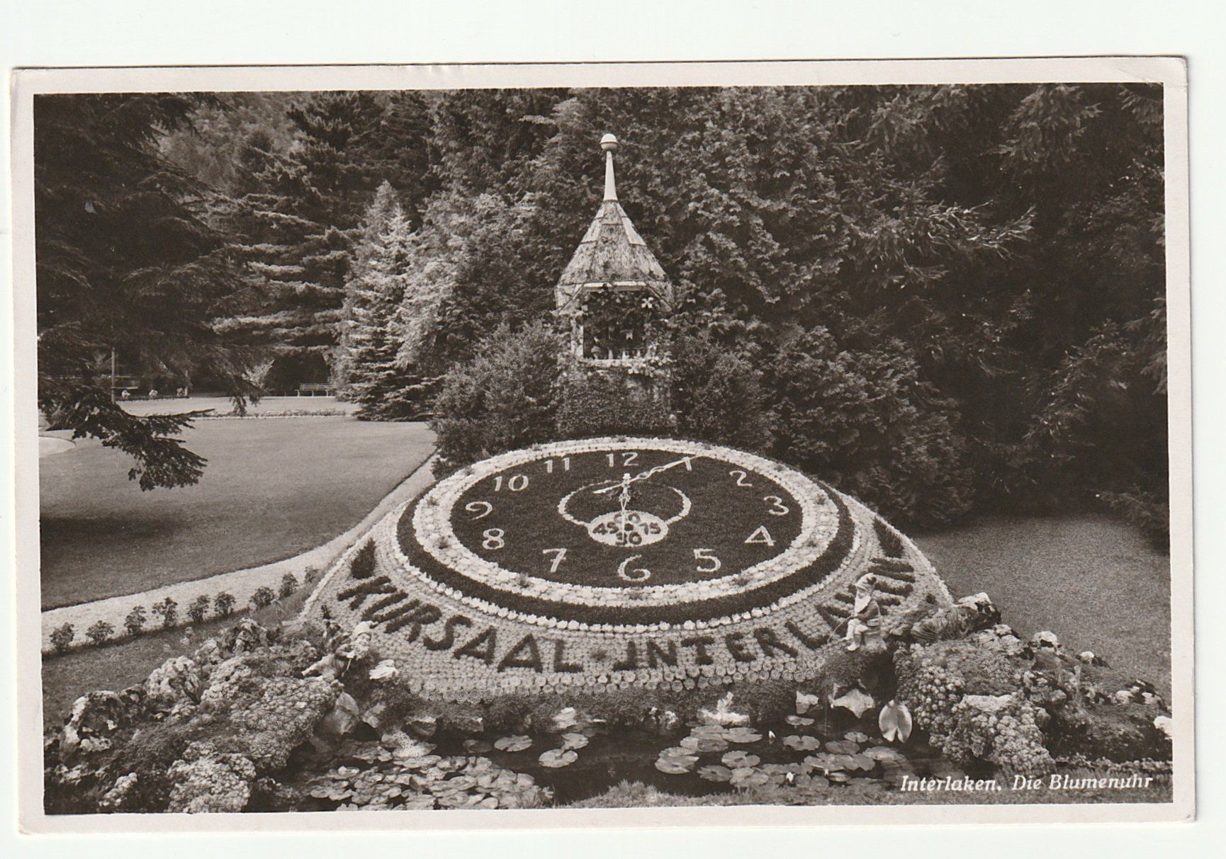 Cartoline postali: 1937, Interlaken, Blumen Uhr, Bern – Usato da St. Gallen venduto da Ricardo_Deals
