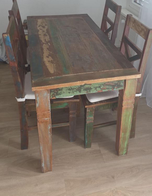 Esstisch und Stühle Teak Holz farbig guter Zustand (Gebraucht) in Zürich für CHF 200 – nur Abholung auf Ricardo kaufen