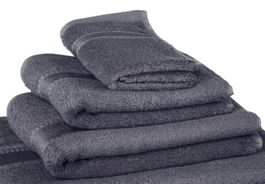 6 x Frottee Handtuch Anthrazit 50 x 100 NEU