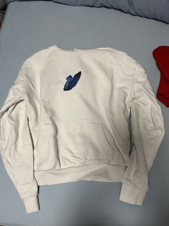 Kapuzenpullover weiss Le Papillon Druck Grösse S