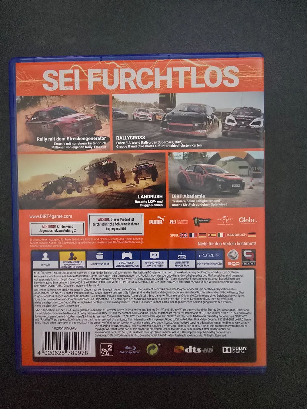 Sony Giochi: Dirt 4 für PS4 – Usato da Chur venduto da 1996hiphop 1