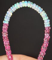 Armband L-7734 – Rosa Saphir und äthiopischen Opal Rondellen