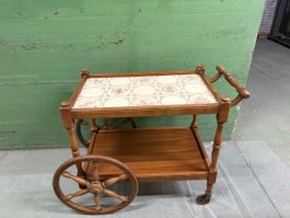 Vintage Servierwagen/Teewagen mit Keramikplatten, Top!