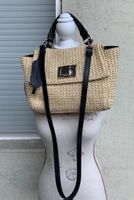 Superbe sac main et bandoulière QUARZOVIVO raphia&cuir