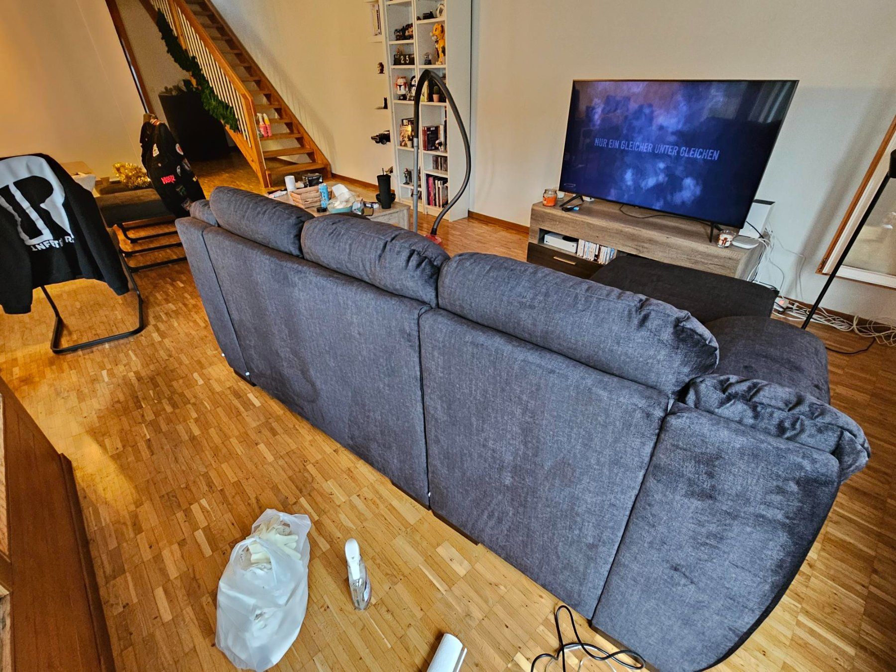 Sofas: Vintage Ecksofa im 90er-Stil | Anthrazit | Samt – Gebraucht aus Hinwil von _chlini 3