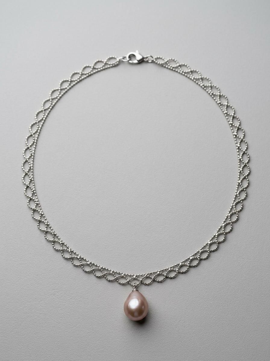 Colliers: Collier argent pendentif perle rose violette – Neuf avec emballage d'origine à St-Maurice par Sandrinette123 1