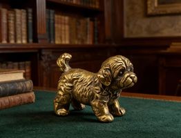 Hund Miniatur-Hundefigur  aus massivem Messing