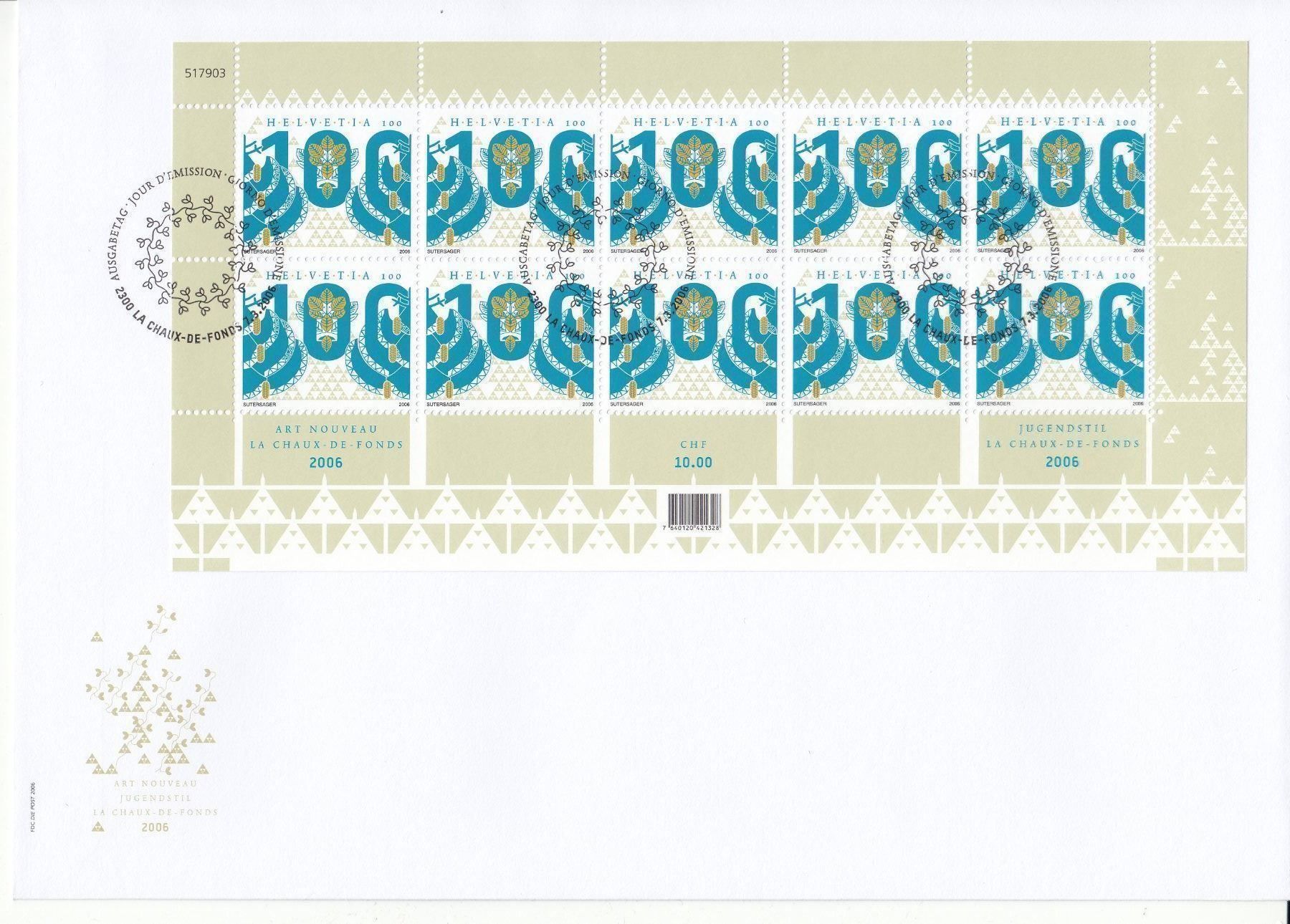Tutti i francobolli: SBK 1190-1191 Kleinbogen FDC mit ET, Kat. 130.- – Usato da Bürglen TG venduto da StampGraf 2