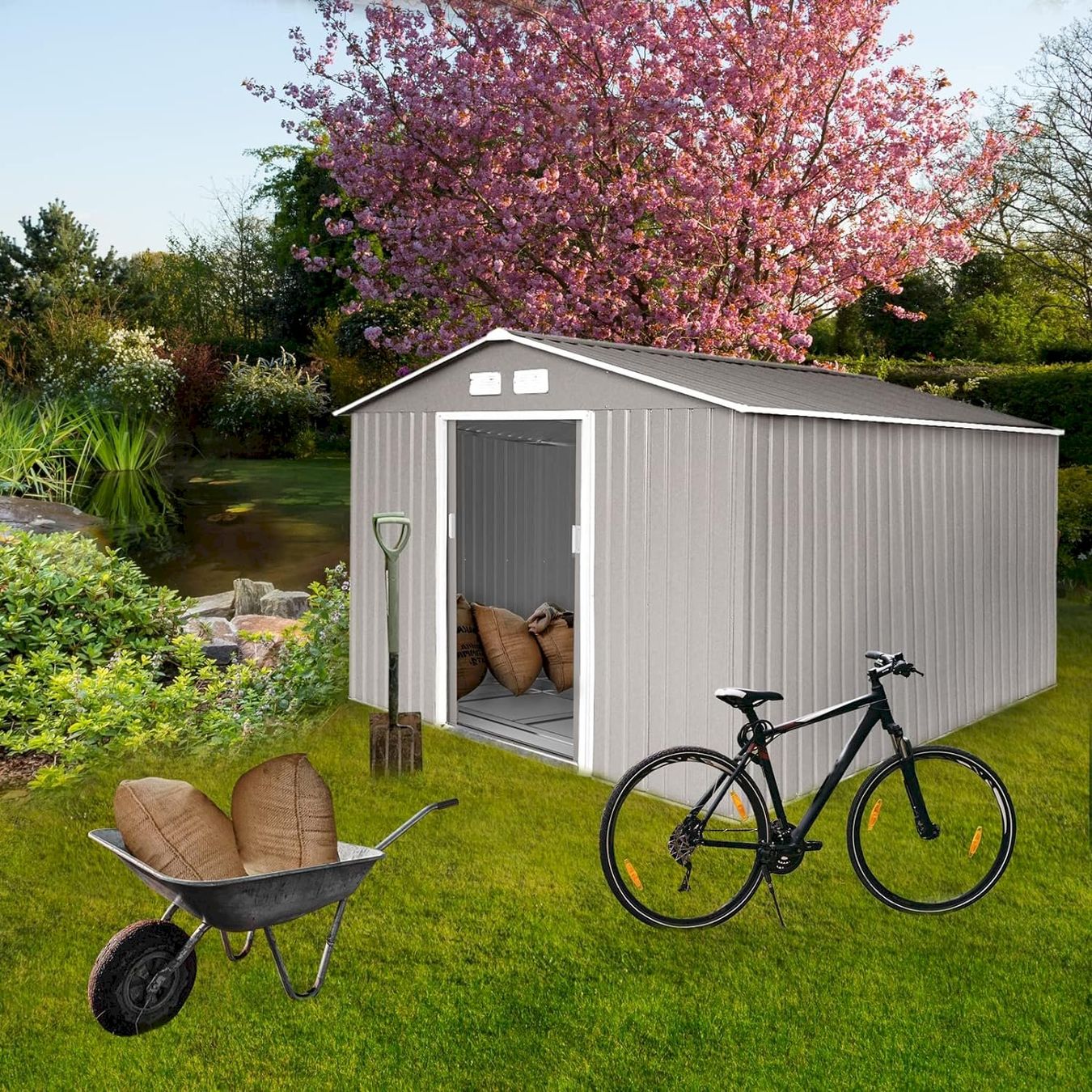 Casette da giardino & serre: HATTORO S300 Metall Gerätehaus Hellgrau – Nuovo e nell'imballaggio originale da Bottighofen venduto da zaap 4