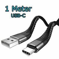 1m USB C Kabel Handy Ladekabel gesleevt Schnelladen