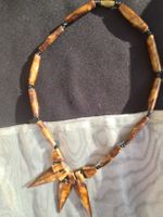 ethnischer Schmuck, handgefertigte Hornperlen Halskette 1990