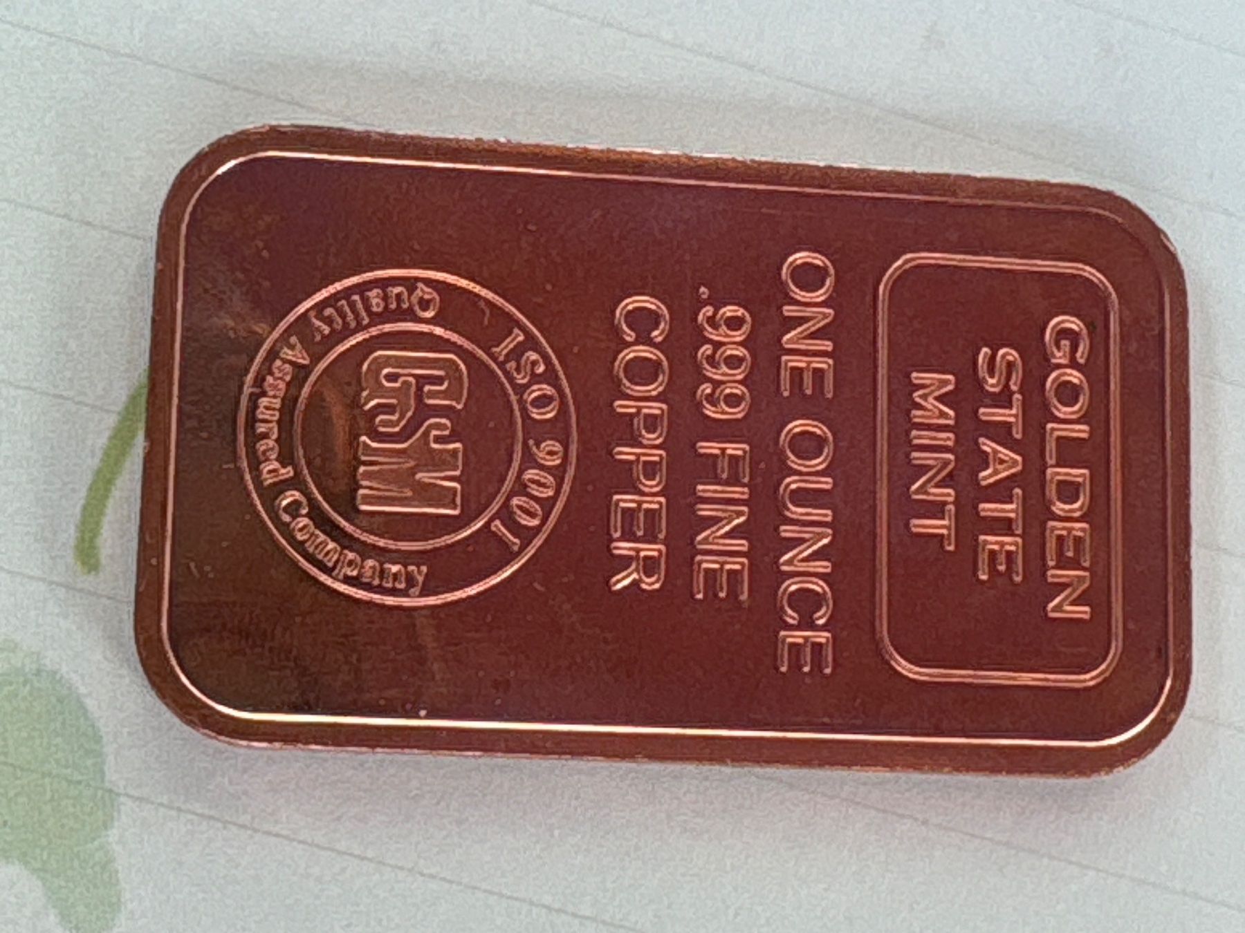 Edelmetalle: Kupferbarren one ounce 999 – Gebraucht aus Luzern von jas_bd2h
