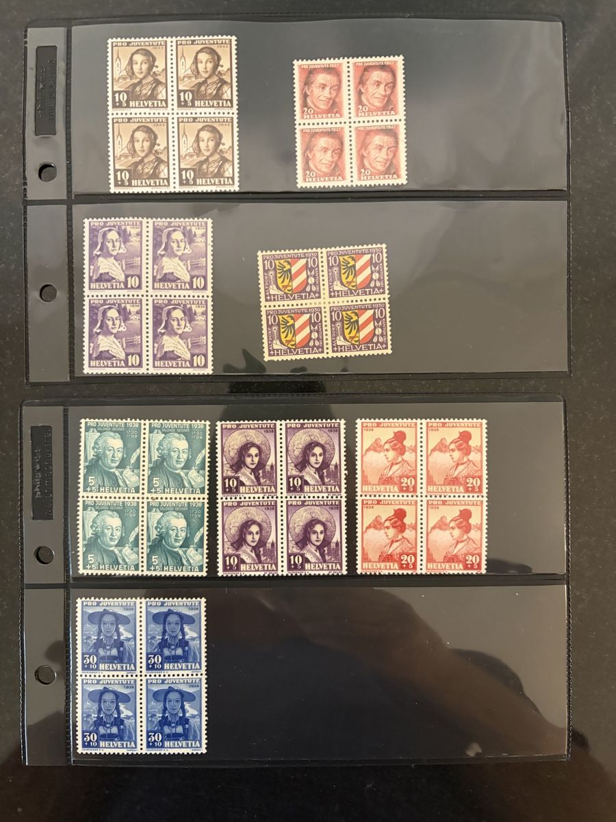 Alle Briefmarken: Pro Juventute 4er-Block postfrisch div. Jahre – Gebraucht aus Meierskappel von Hala03