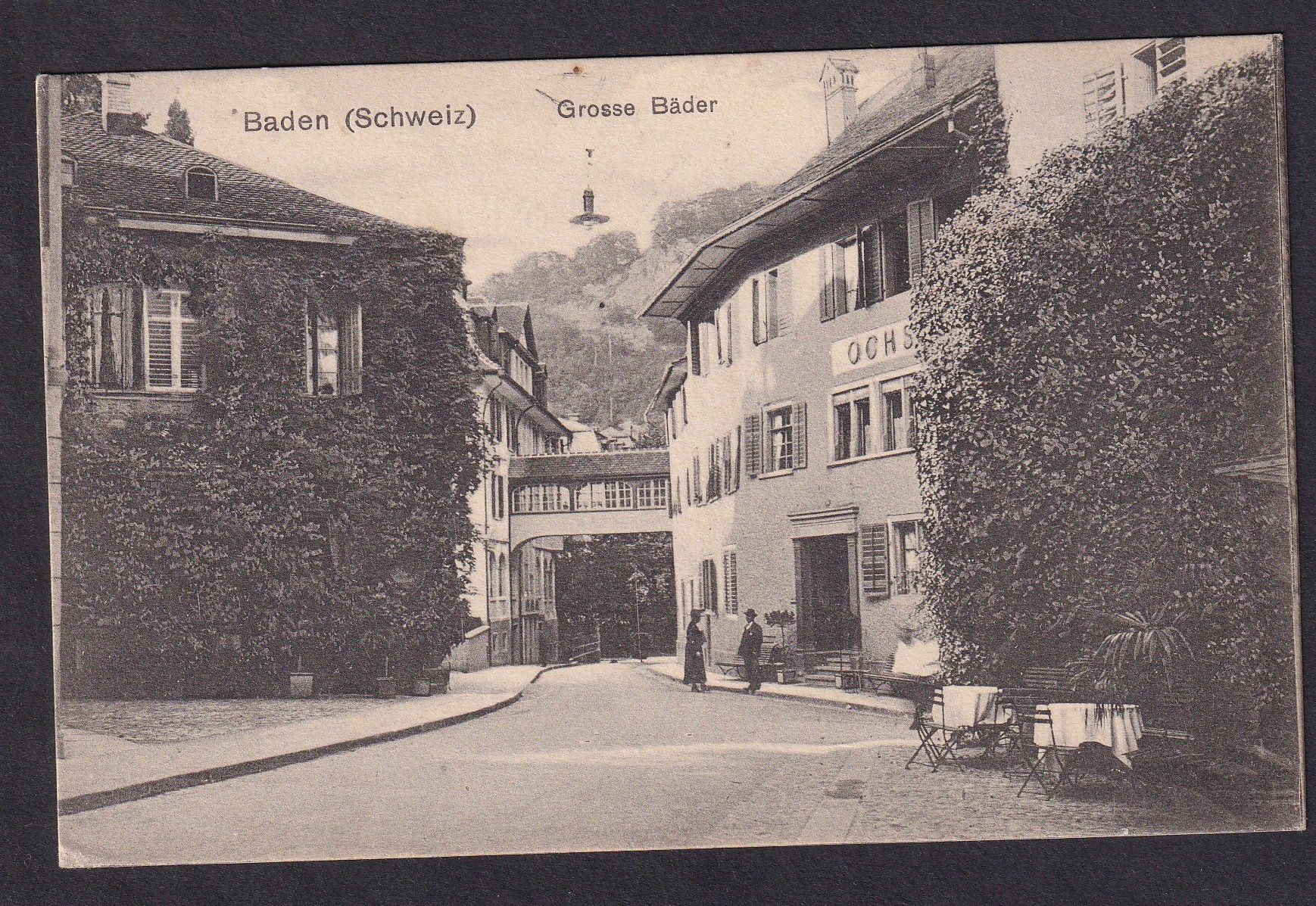 Cartoline postali: Baden Grosse Bäder mit Hotel Ochsen – Usato da Olten venduto da clotaldi