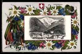 Passepartout-Lithographie Interlaken, Pa