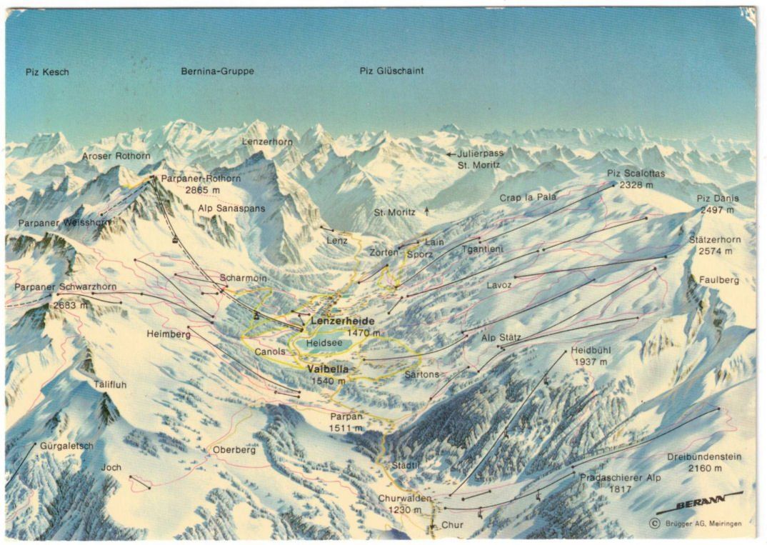 Cartoline postali: Lenzerheide - Pistenplan – Usato da Binningen venduto da Mountainrider