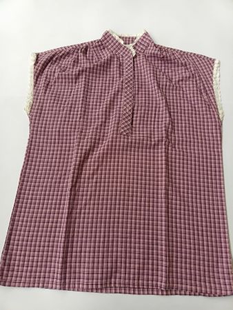 Vintage Bluse Karomuster Kragen mit Spitze Grösse 40 Sommer