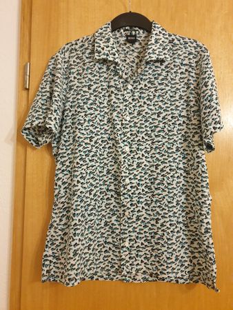 Chemise, M, Boss, blanc vert, regular fit, coton,viscose