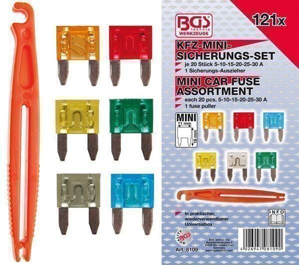 Componenti elettronici: Kfz-Sicherungs-Sortiment, MINI, 121-tlg. – Nuovo e nell'imballaggio originale da Dietikon venduto da KFZ-Spezialwerkzeuge