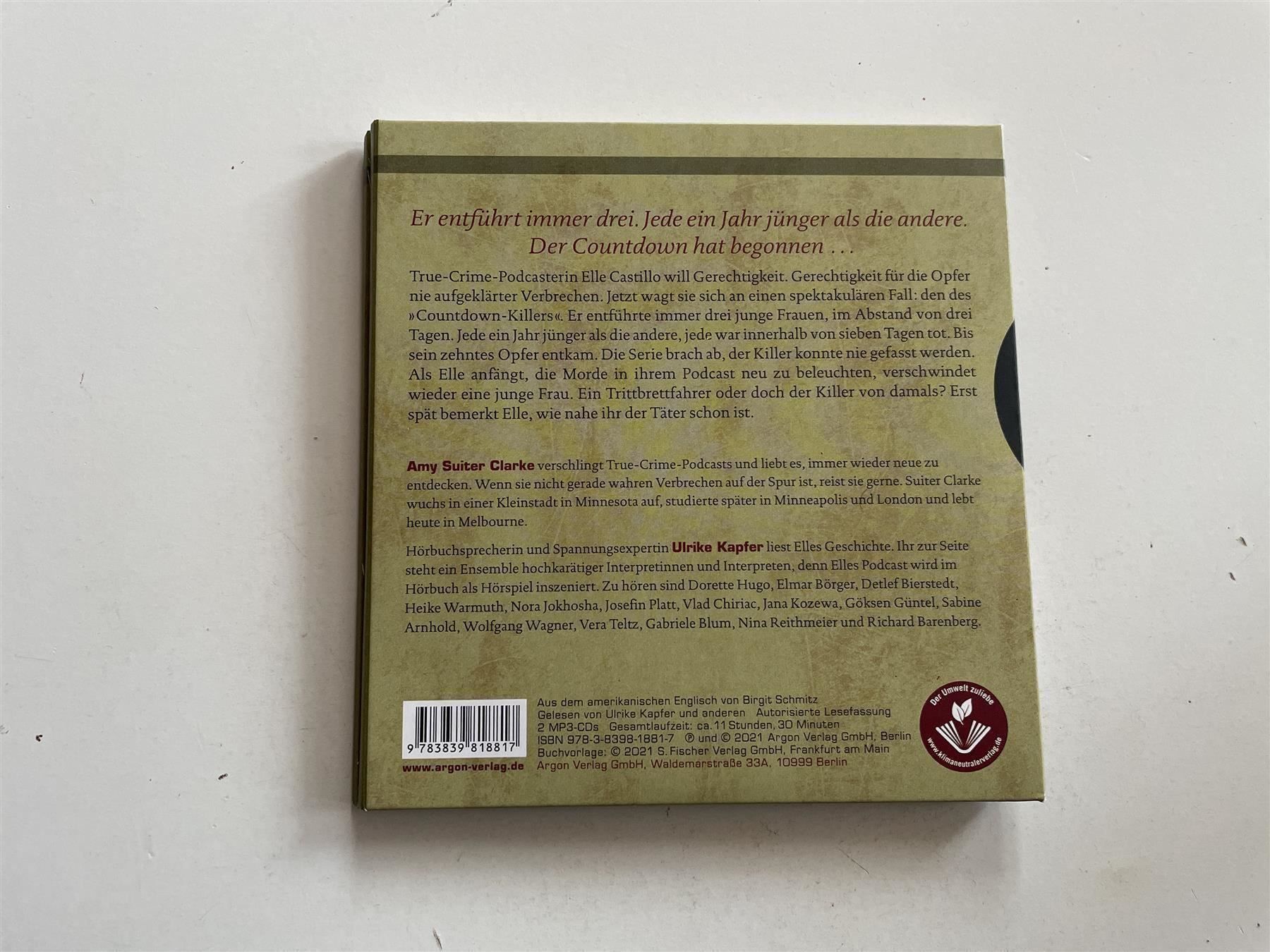 Hörbücher: Amy Suiter Clarke: Der Countdown Killer   (2-mp3 CD) – Gebraucht aus St.Gallen von elk2022 3