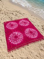 ÉCHARPE TIE-DYE ROSE AVEC FRANGES PARÉO