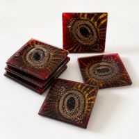 Handgemachte Glas Untersetzer aus Kreta 6er Set Braun