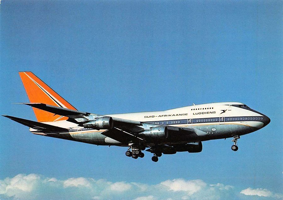 Cartoline postali: Suid-Afrikaanse Lugdiens, Boeing 747SP-44 – Usato da Frauenfeld venduto da POML