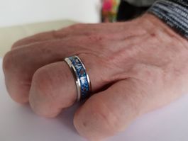 Ring Edelstahl mit Herzschlag EKG Motiv, Gr.70, neu!