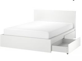 Cadre de lit IKEA MALAM 180 avec tiroirs et sommier