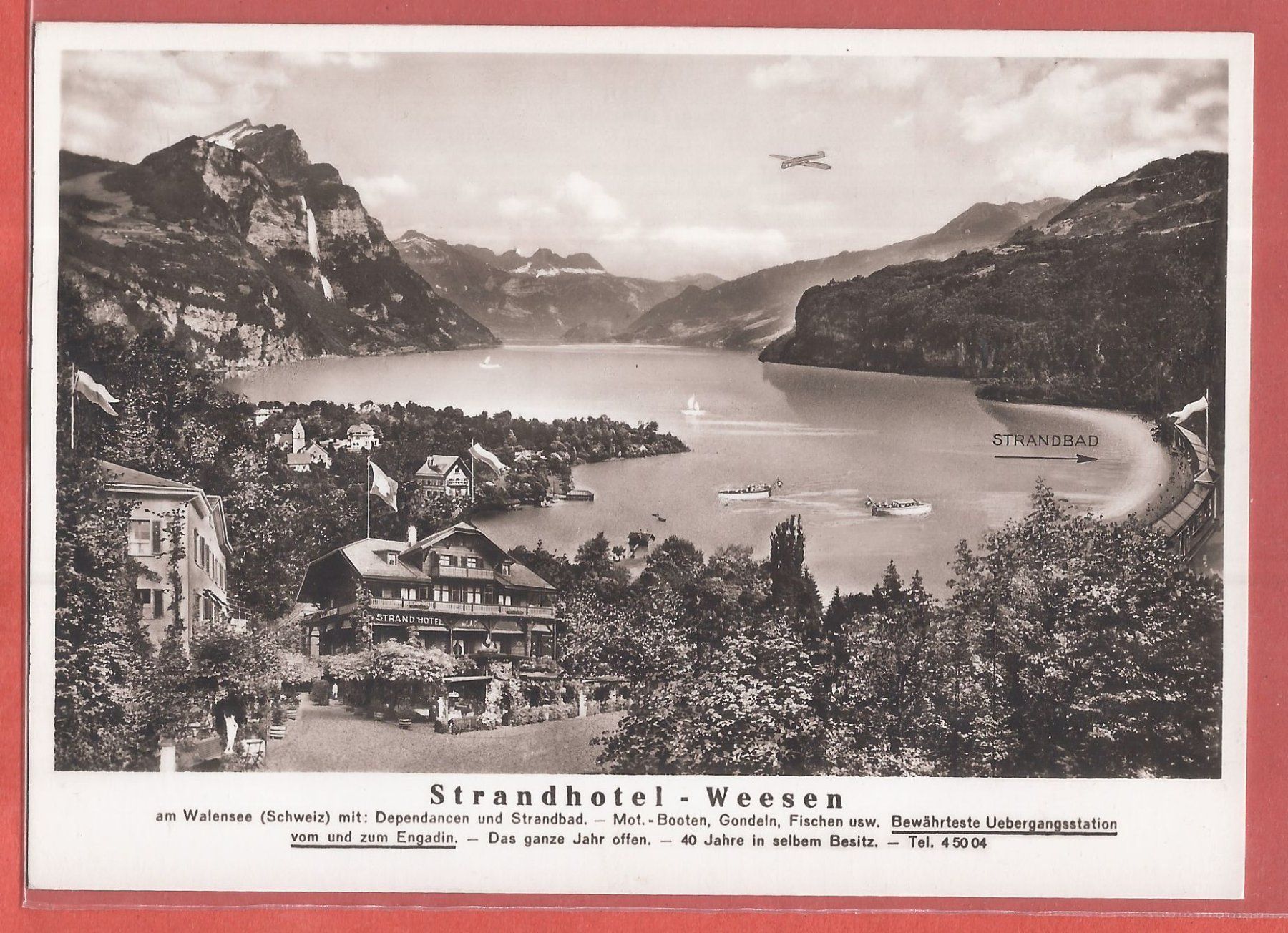 Cartes postales: Weesen - Strandhotel mit Walensee - ca. 1950 – D'occasion à Fislisbach par Porano