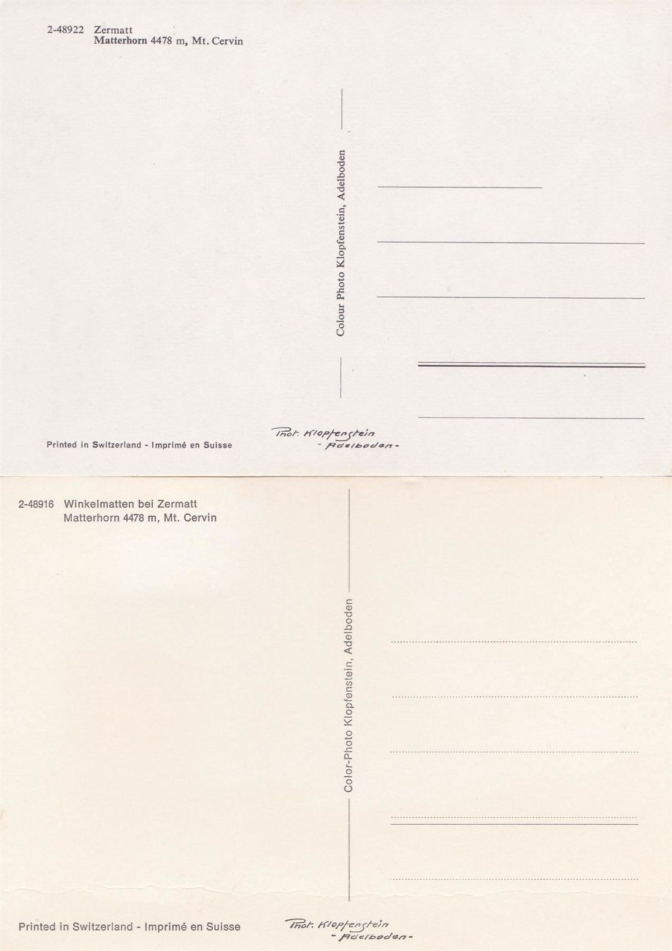 Alle Briefmarken: Nr. 433+434, Matterhorn, je auf Maximum- – Gebraucht aus Wenslingen von riger11 1